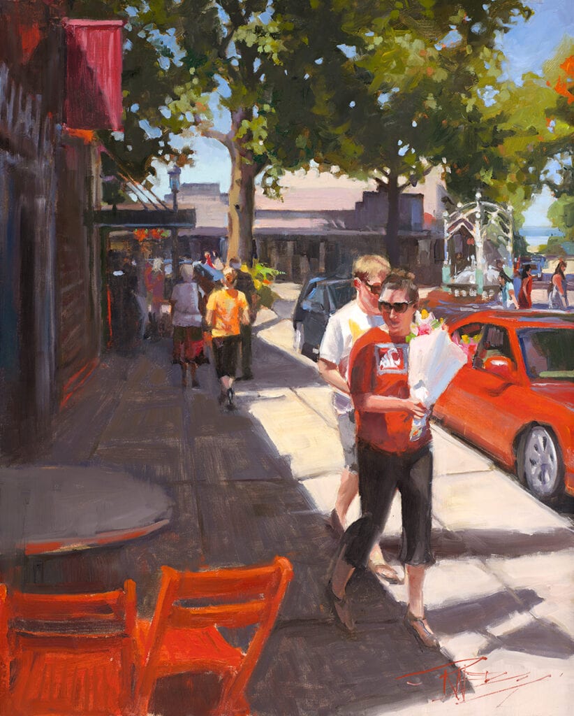 “Market Day in Edmonds,” the Robin Weiss painting that will be used on the Edmonds Arts Festival poster.